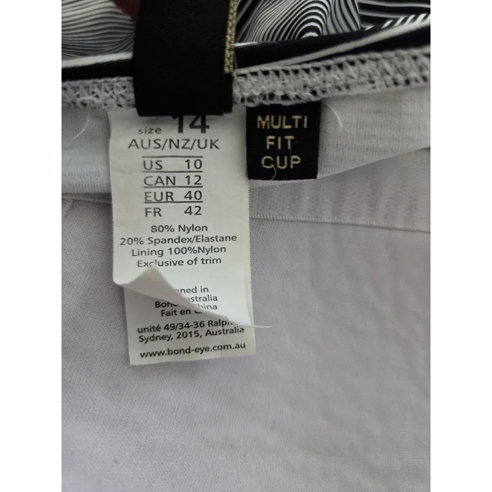 Bond-eye Australia One Piece  Ruched Swimsuit Us Sz 10 Black And‎ White Striped